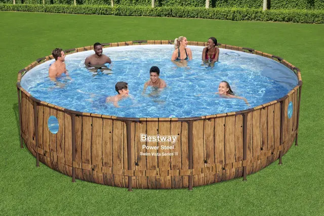 Piscine hors sol ronde Power Steel™ Swim Vista motif bois 549 x 122 cm
